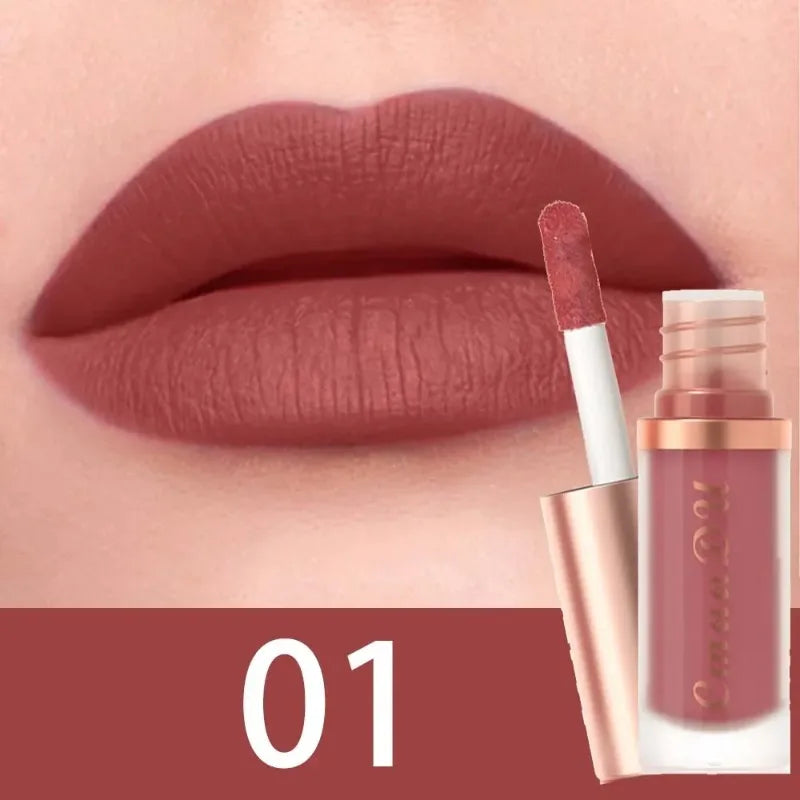 Waterproof Matte Velvet Lip Glaze Moisturizing Long Lasting Liquid Lipstick Non-stick Cup Not Easy To Fade Lip Gloss Lips Makeup Zpaxo 01