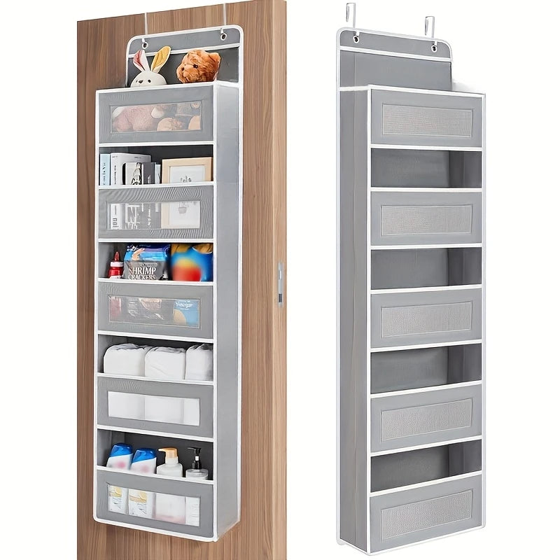5/4/2-Shelf Hanging Storage Organizer - Behind Door, Anti-Tilt, 5 Large Capacity Pockets, Suitable for Bedroom, Bathroom Zpaxo 5 grids grey