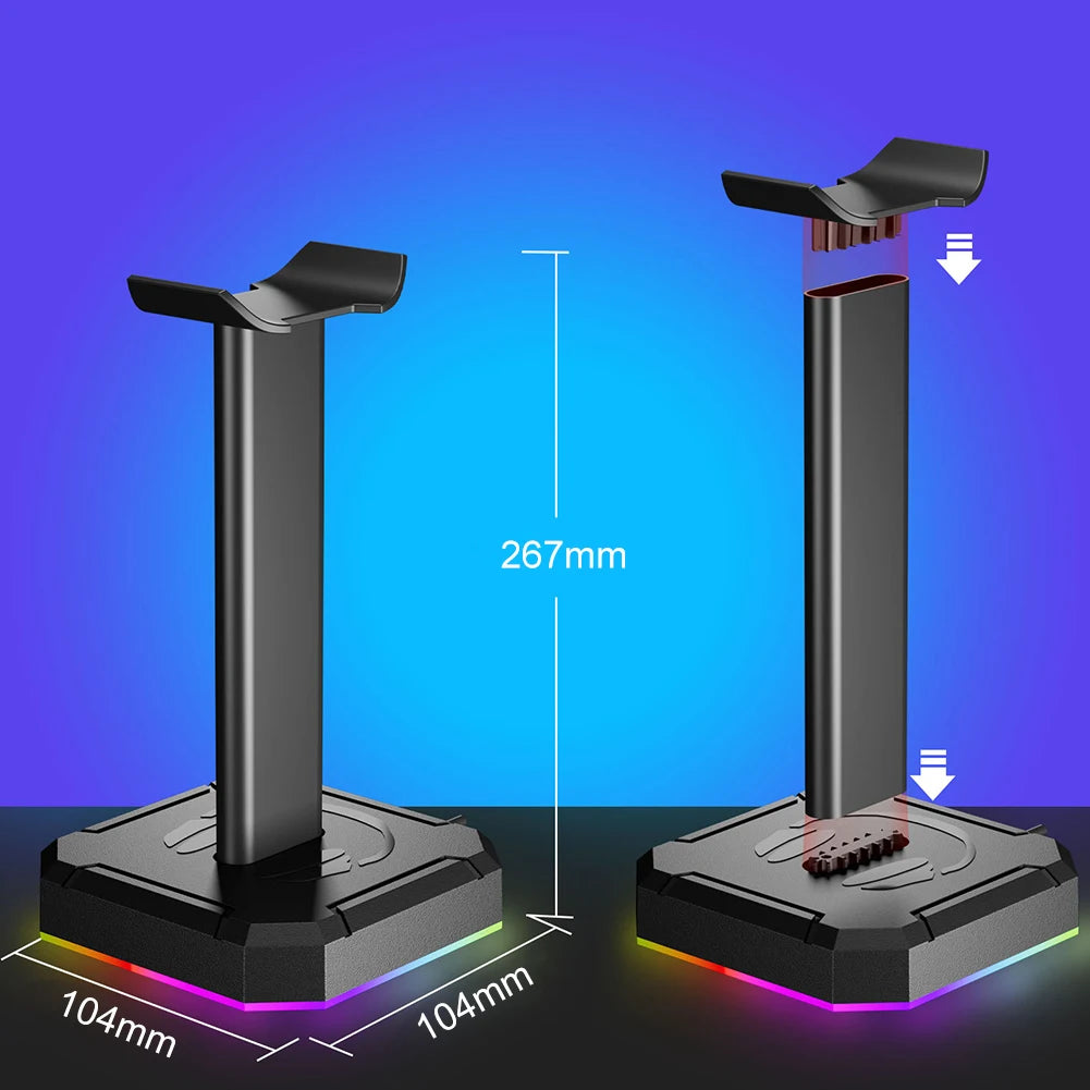Headset Support Stand RGB Backlight Headphone Display Rack Space