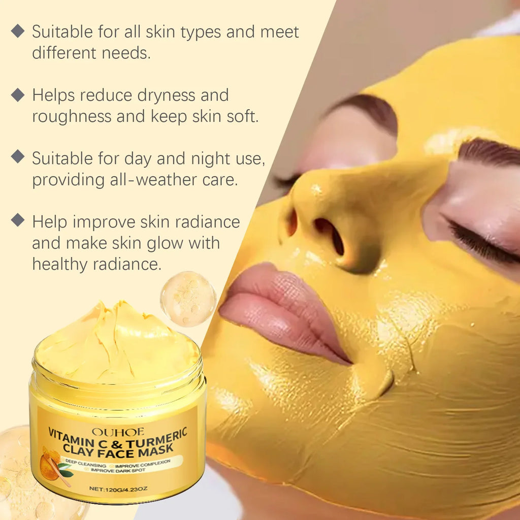 Vitamin C Turmeric Mud Mask Exfoliating Facial Mask Improve Pore Deep Cleansing Nourishing Hydrating Glowing Skin Care Clay Mask Zpaxo