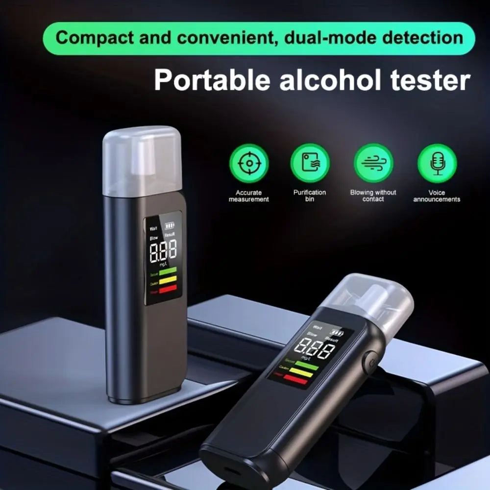 LED Digital Display Breathalyzer Analyzer Non-Touching Blowing LED Screen Digital Breathalyzer Durable Anti-slip Zpaxo