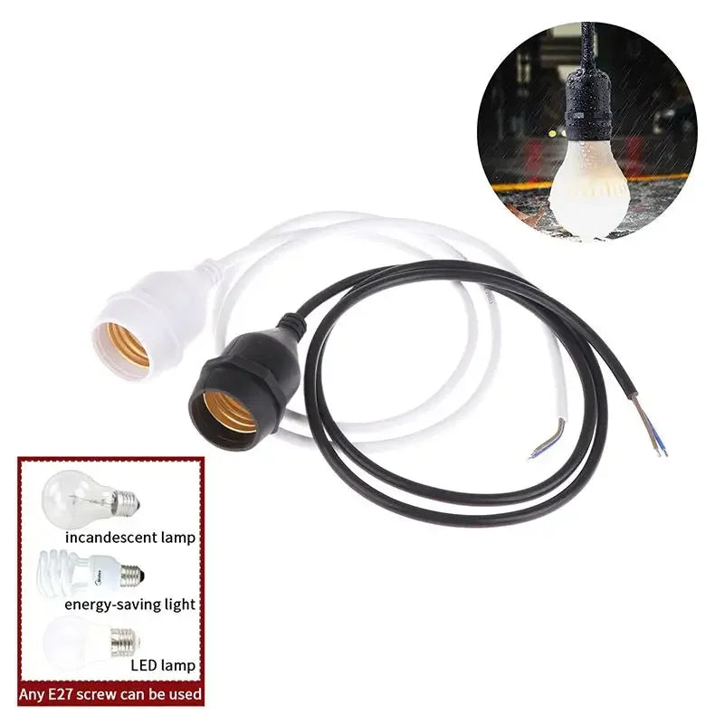 Waterproof E27 Lamp Holder Power Cord Socket 20 30 50 100 Outdoor Zpaxo