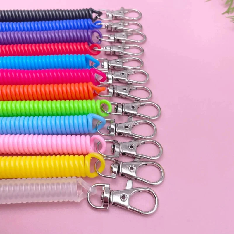 Spiral Coil Spring Keychain with Lobster Buckle – 1/2/4 Pack