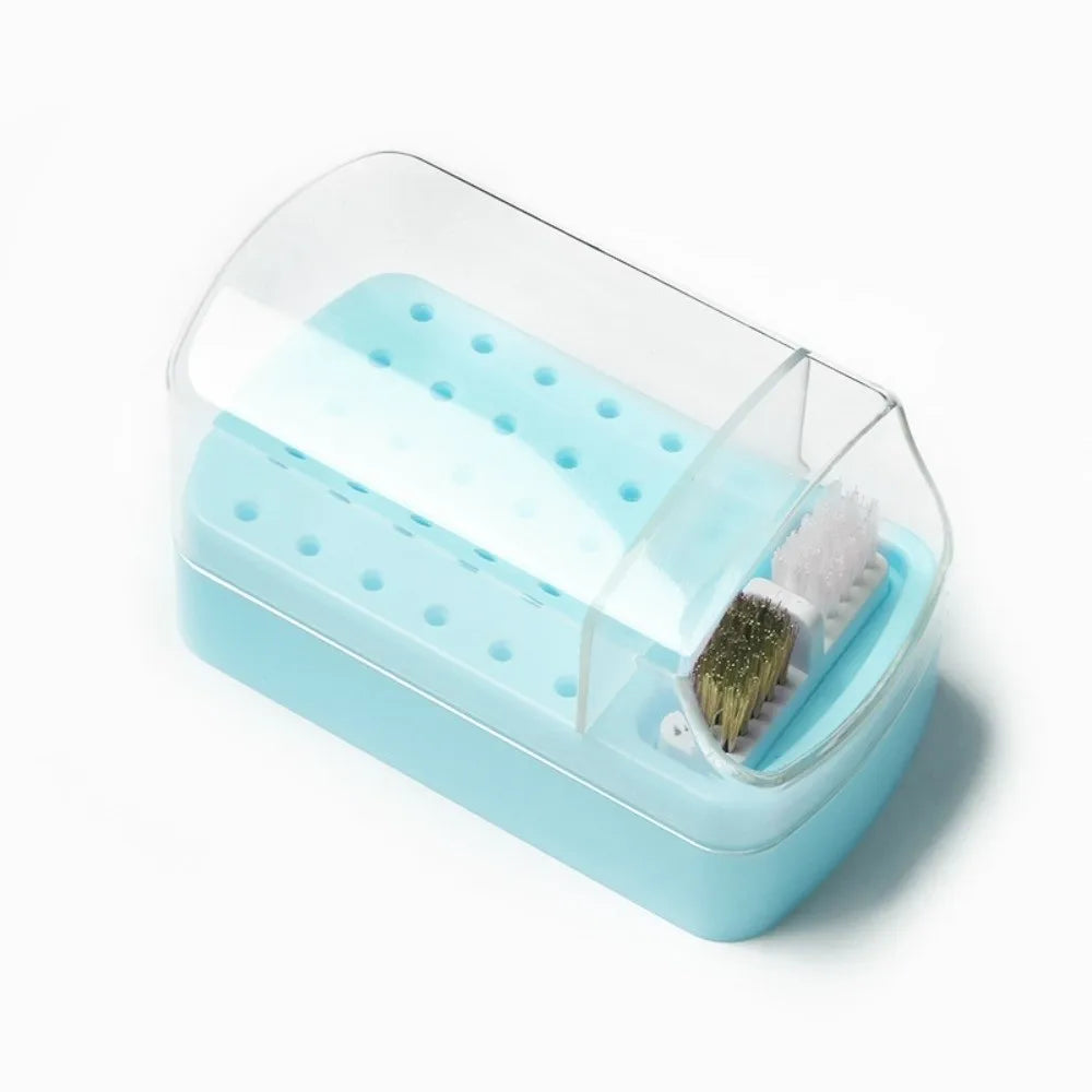 New 30 Holes Nail Drill Bits Organizer Box Acrylic Nail Salon Nail Art Display Stand Nail Art Drill Bit Holder Home Nail Art Zpaxo Blue