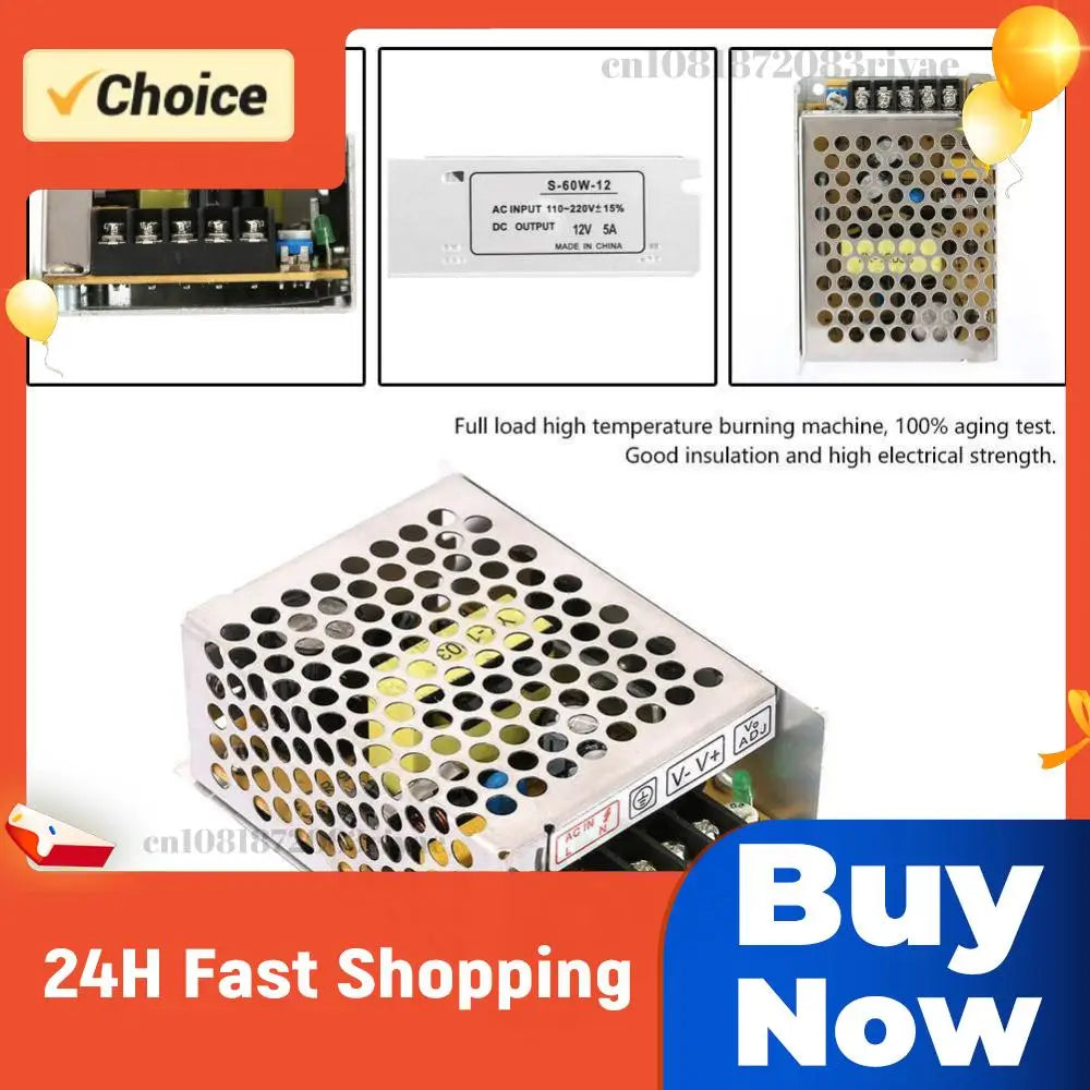 12V 5A Power Supply Adapter 60W Switching 220 AC DC LED Strip