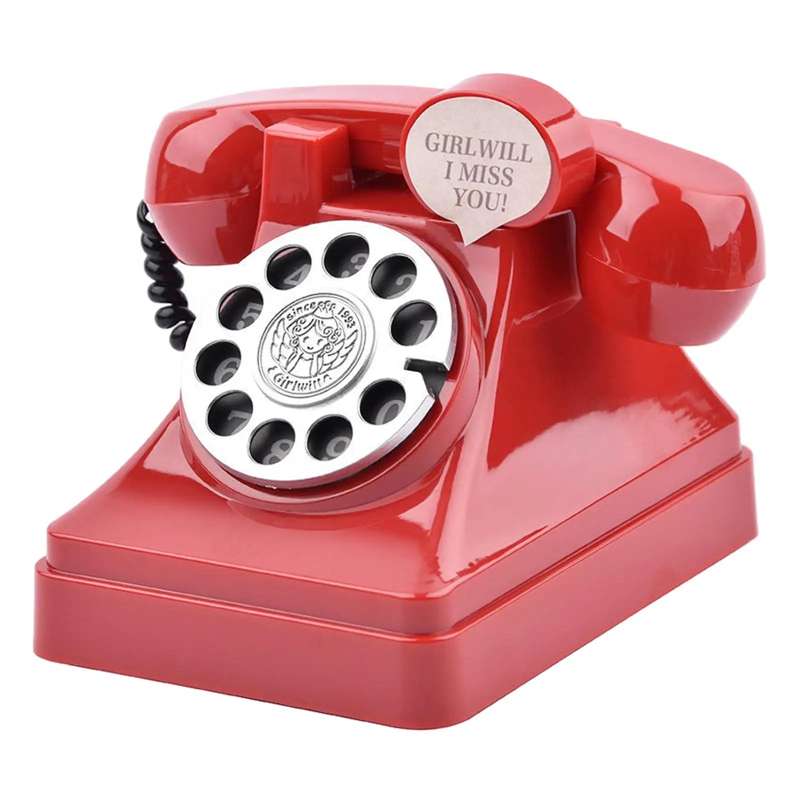 Vintage Telephone Coin Bank – Retro Metal Money Saving Piggy Bank Decorative Coin Bank Zpaxo Red