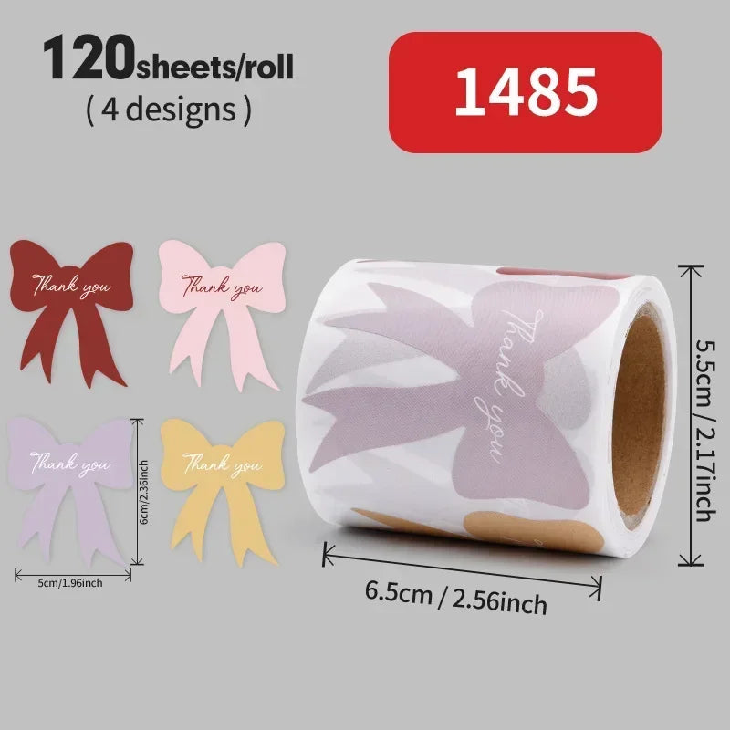120-Piece Bow-shaped Thank You Stickers Wrapping Seals Bullet Journal