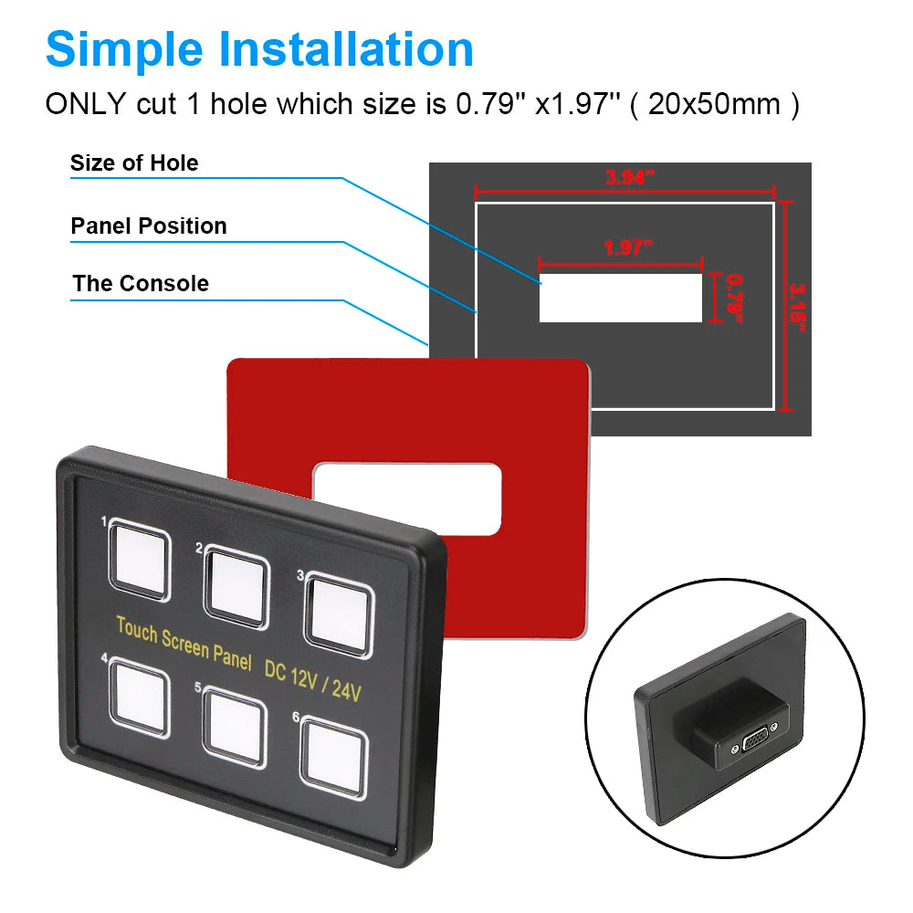 Slim Touch Circuit Control Panel Box 6 Gang LED Switch Screen