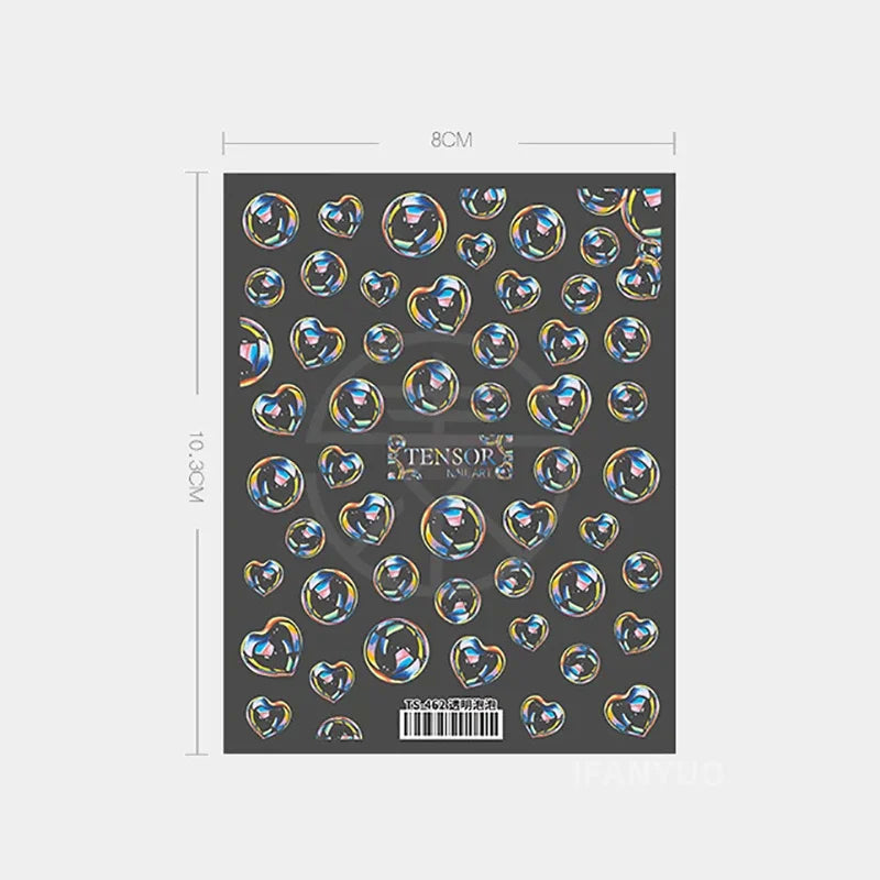 1PC Transparent Bubble Nail Art Sticker 8*10CM Lovely Cute 5D Bubbles Nail Decals Self-Adhesive Embossed Bubble Manicure Art Zpaxo