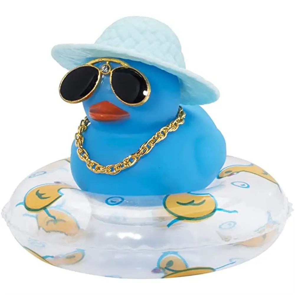 Hat Duck Car Decor Squeak Ducks Swim Ring Glasses Dashboard Bicycle Zpaxo Blue