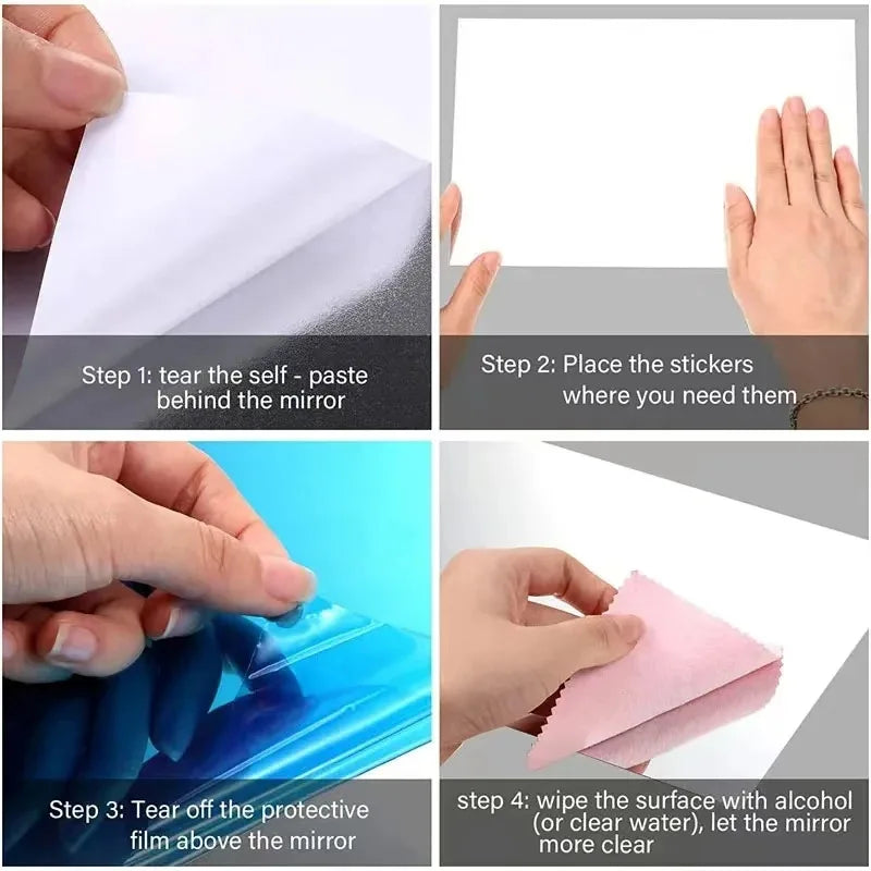 4 Self-adhesive 3D Mirror Stickers 20 Wall Art DIY Decoration Homes
