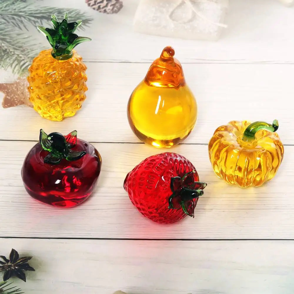 Glass Artificial Fruit Figurine – Decorative Desk Statue & Gift Glass Fruit Figurine Zpaxo