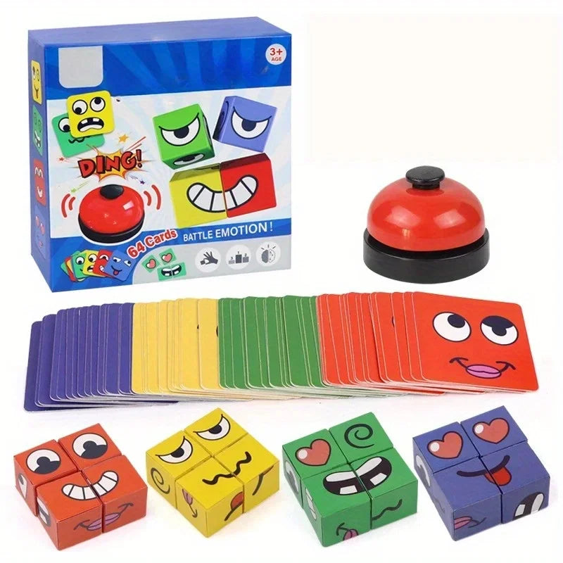 Kids Face Change Cube Game Montessori Expression Puzzle Building