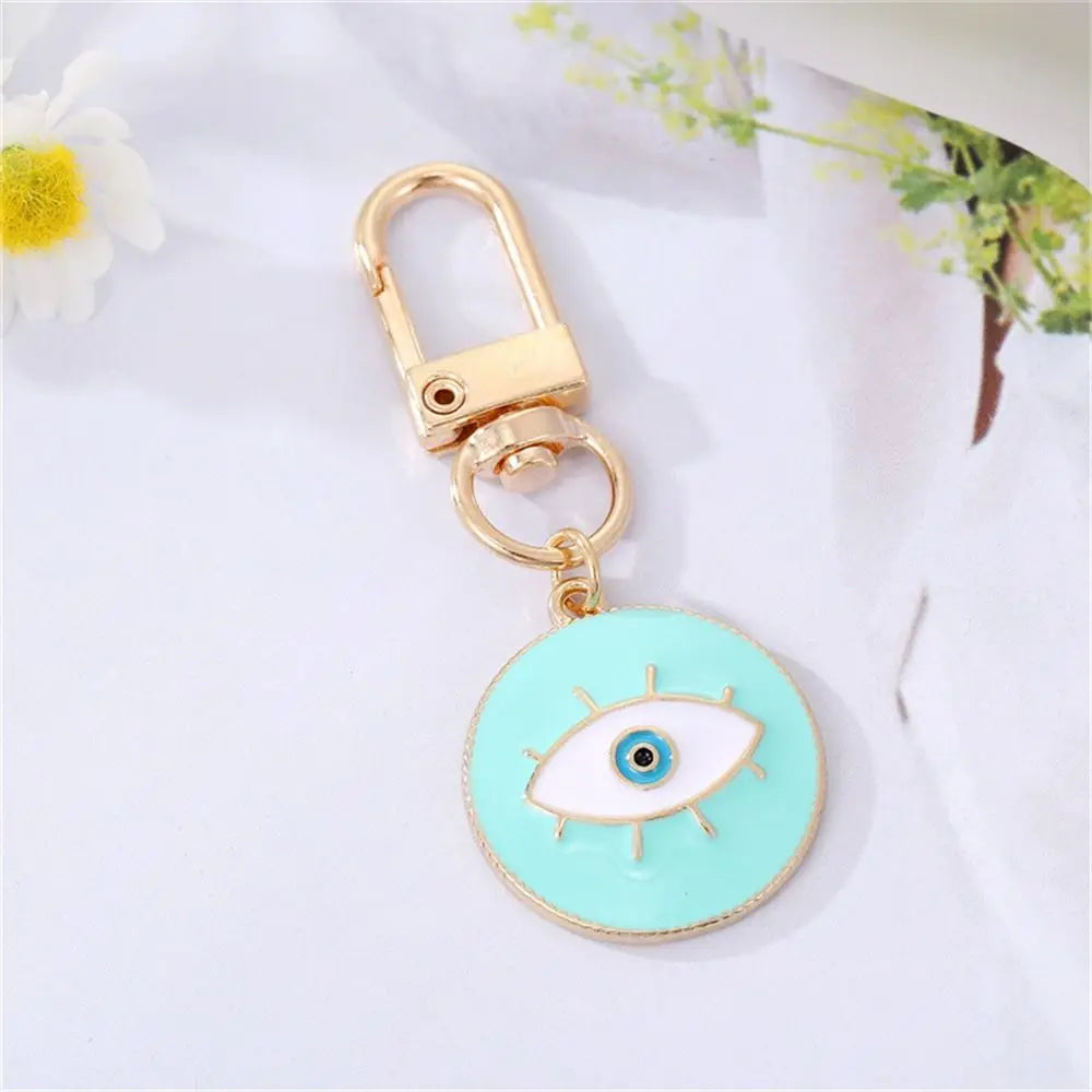 Lucky Turkish Evil Eye Keychain Retro Round Enamel Pendant Blue Zpaxo