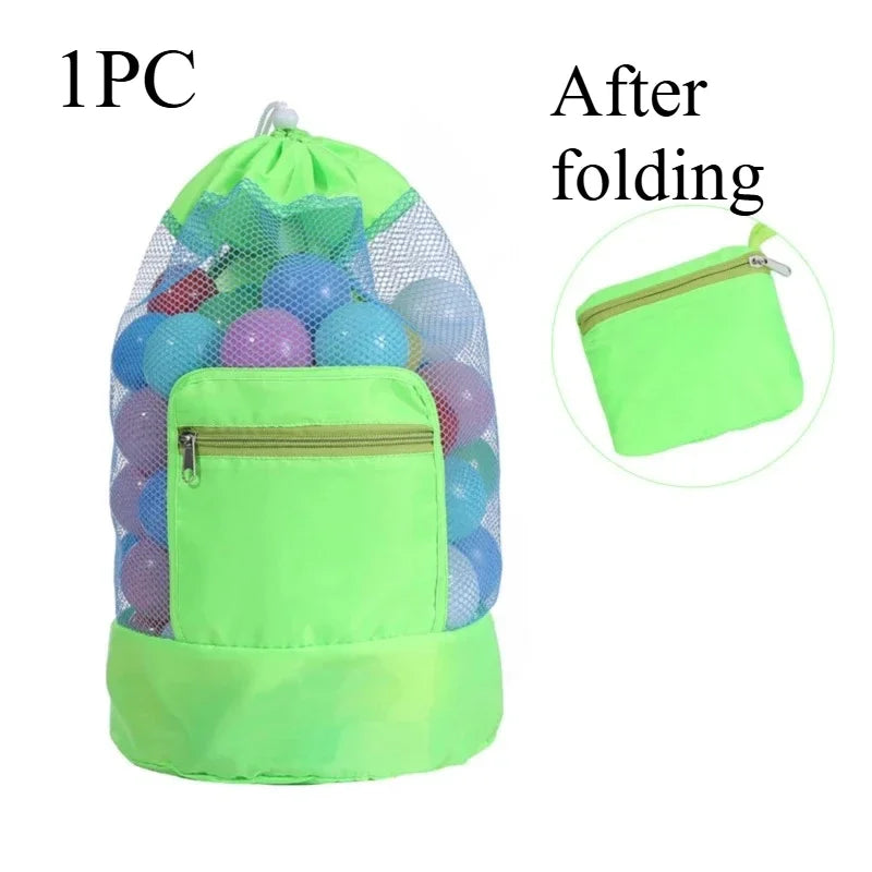 Foldable Beach Toy Bag Storage Pouch Tote Mesh Travel Organizer