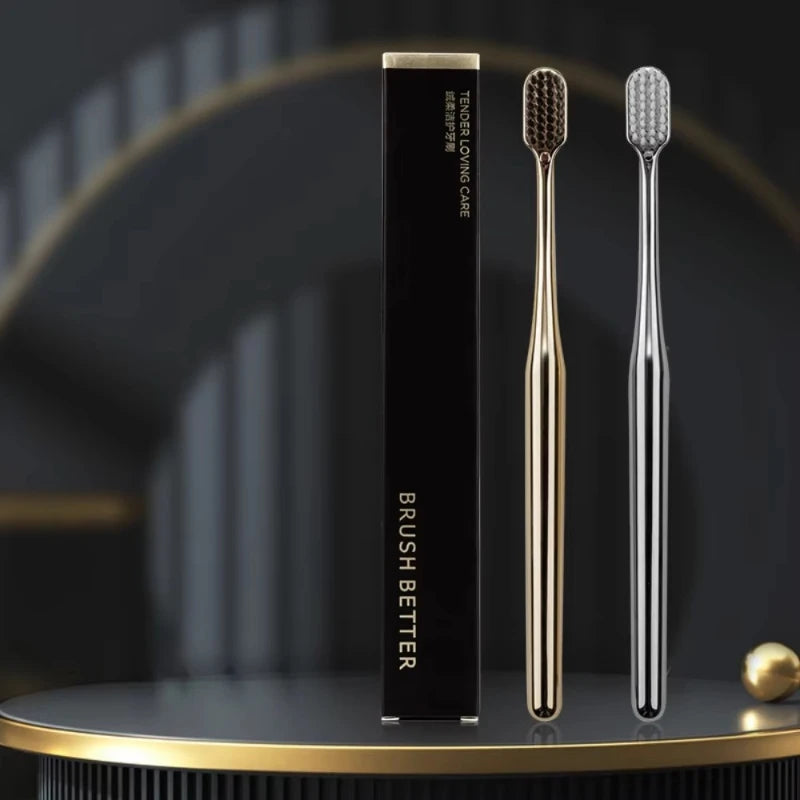 Luxury Soft Bristle Toothbrush Gold & Silver – 1/2/4 Pack