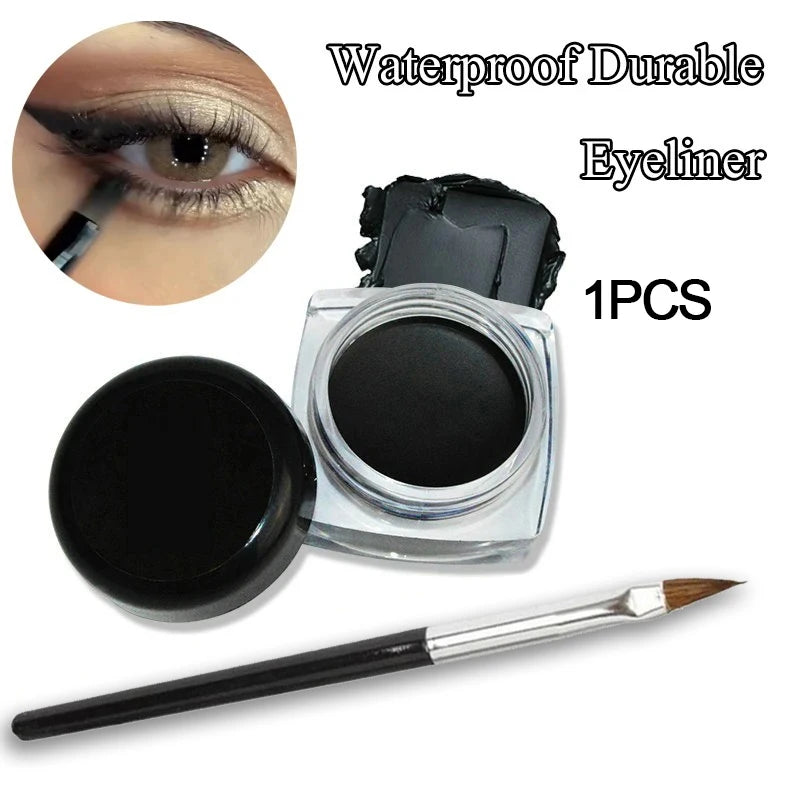 Black Eyeliner Cream Waterproof Beauty Cosmetics Long Lasting Gel Zpaxo 1PC Black Set