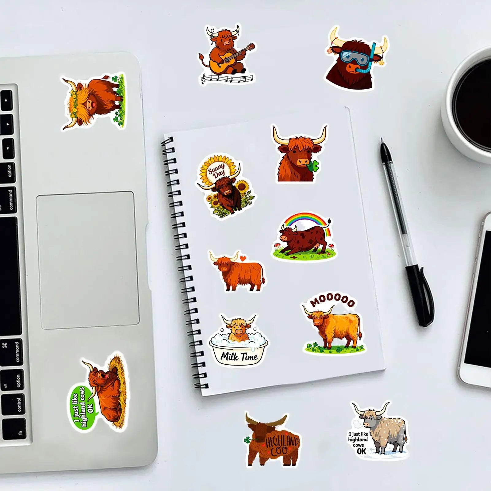 Cow Stickers 56-Pieces Waterproof Cute Decoration Decals Cute Stickers For Kids Party Adults Scrapbooking Christmas Thanksgiving Zpaxo