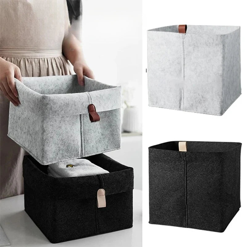 Multi-purpose Felt Storage Basket Desktop Organizer Box Magazines