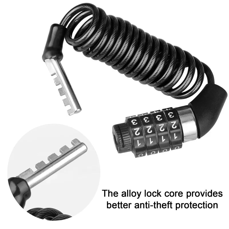 Mini Durable Classic Helmet Lock Chain 4 Digit Password Combination Portable Bike Motorcycle Anti-theft Cable Lock Stitch Motor Zpaxo