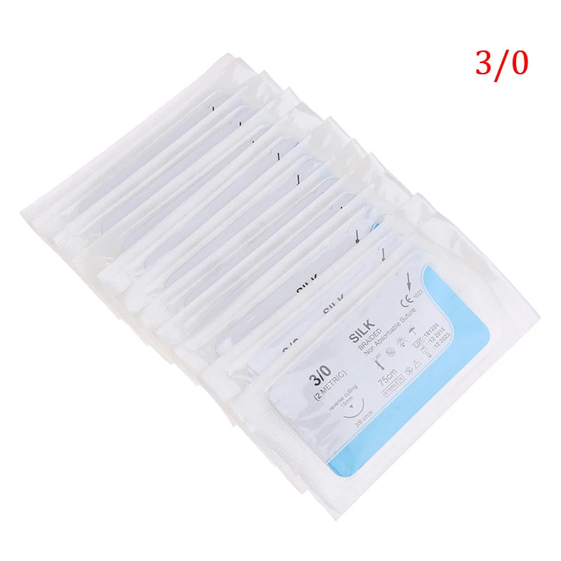 ▶12PCS 2.0/3.0/4.0 Dental Surgical Needle Silk Thread Suture Surgical Practice Kit Zpaxo 3.0