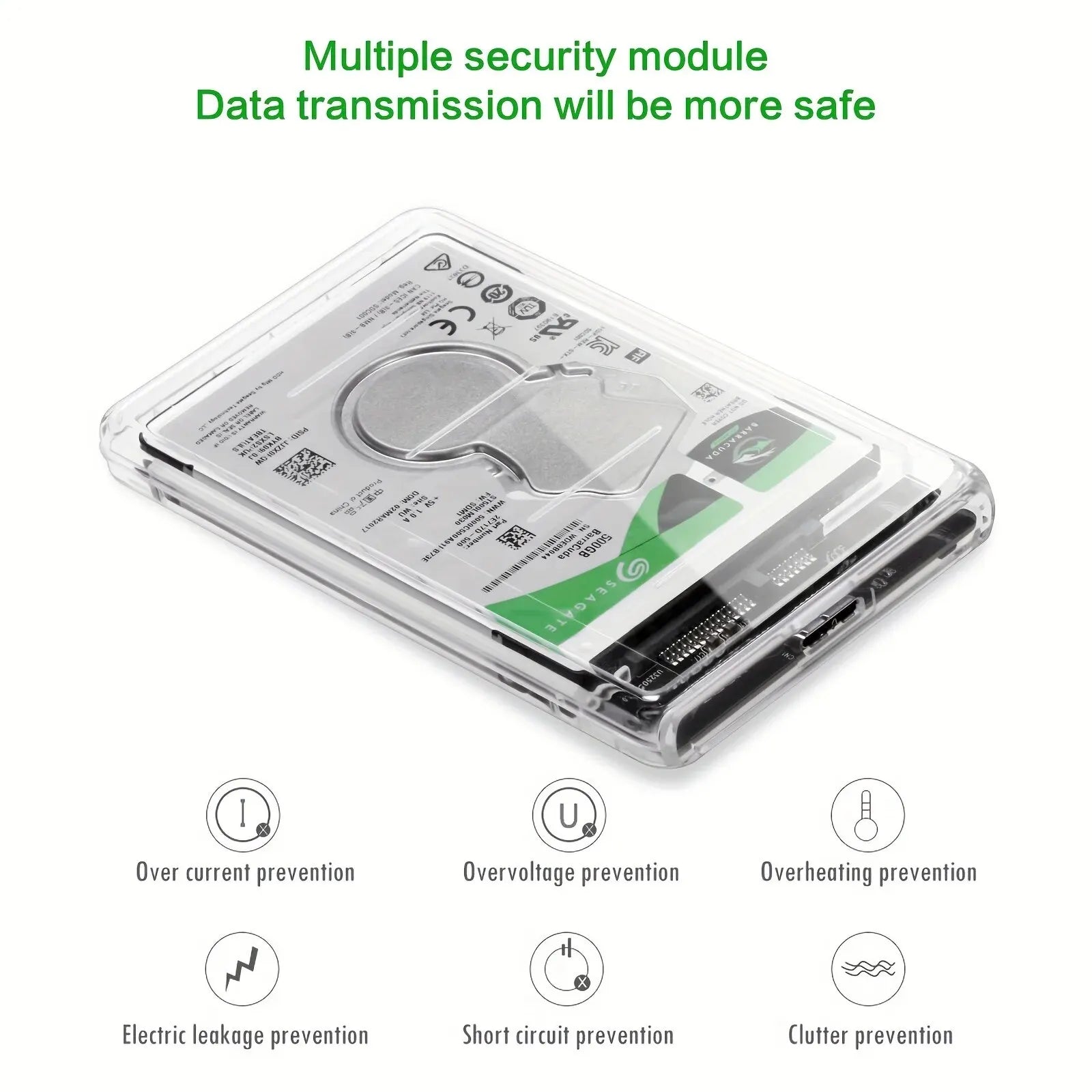 USB3.0 External HDD Case 5Gbps 2.5 Inch Transparent Hard Disk Case Hard Drive Enclosure SATA HDD SSD Storage Case for Laptop PC Zpaxo