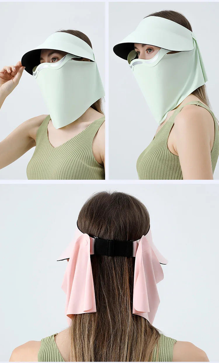 Neck protection magnetic sun protection hat women's sun protection hat outdoor sports sun hat full face sun protection mask Zpaxo