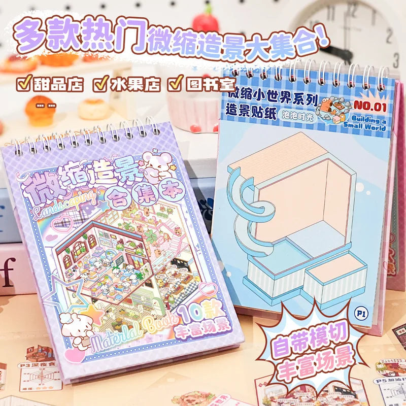 3D Cartoon Sticker Book DIY Landscape Stickers Pocket Cabin Scene Zpaxo