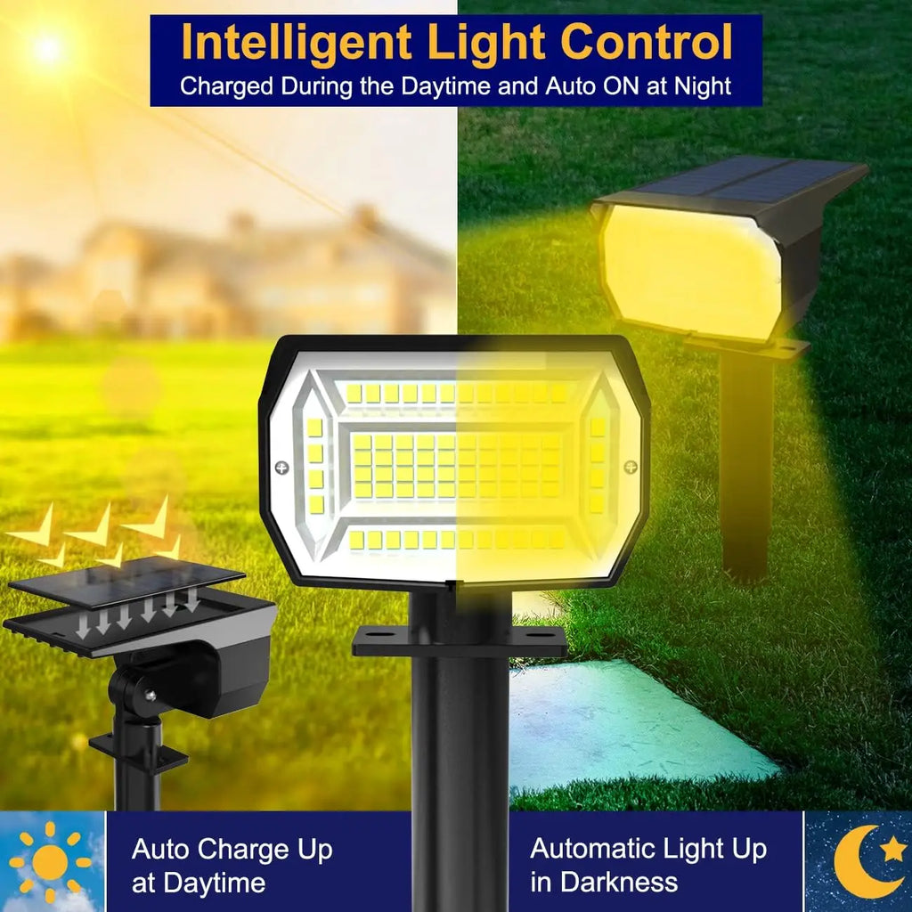 72LED Outdoor Waterproof IP65 Landscape Spotlights 3 Modes Solar Powered Flood Lights For Outside Garden Lawn Patio Driveway Zpaxo