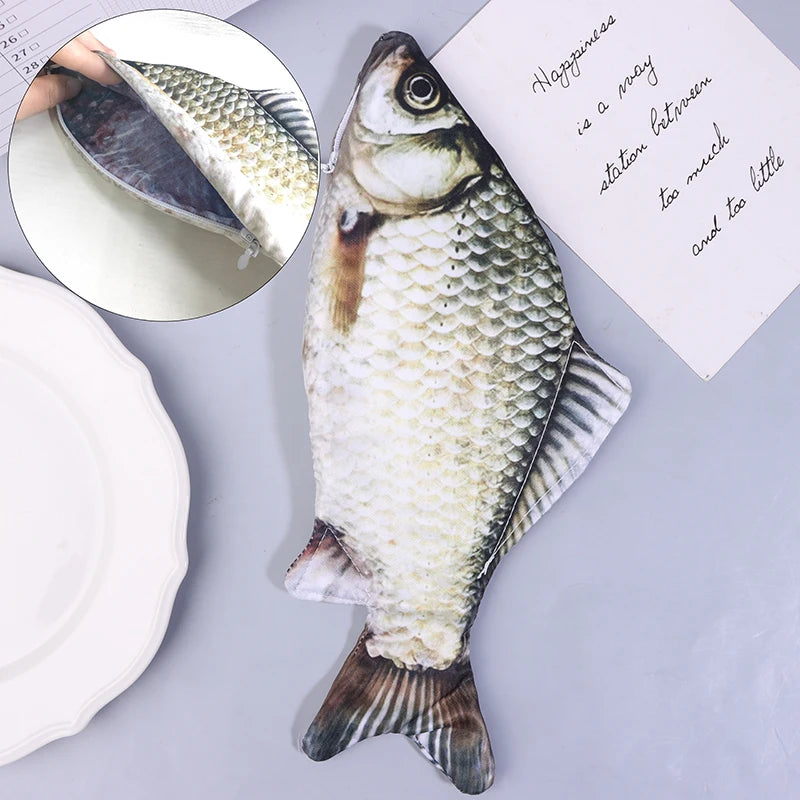 Realistic Crucian Carp Pencil Case Funny Fish-shaped Pen Holder Zpaxo