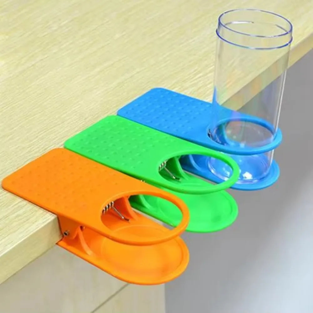 2Pcs Creative Clip on Table Cup Holder Universal Multi-functional Water Bottle Storage Tray Convenient Securely Attach Zpaxo