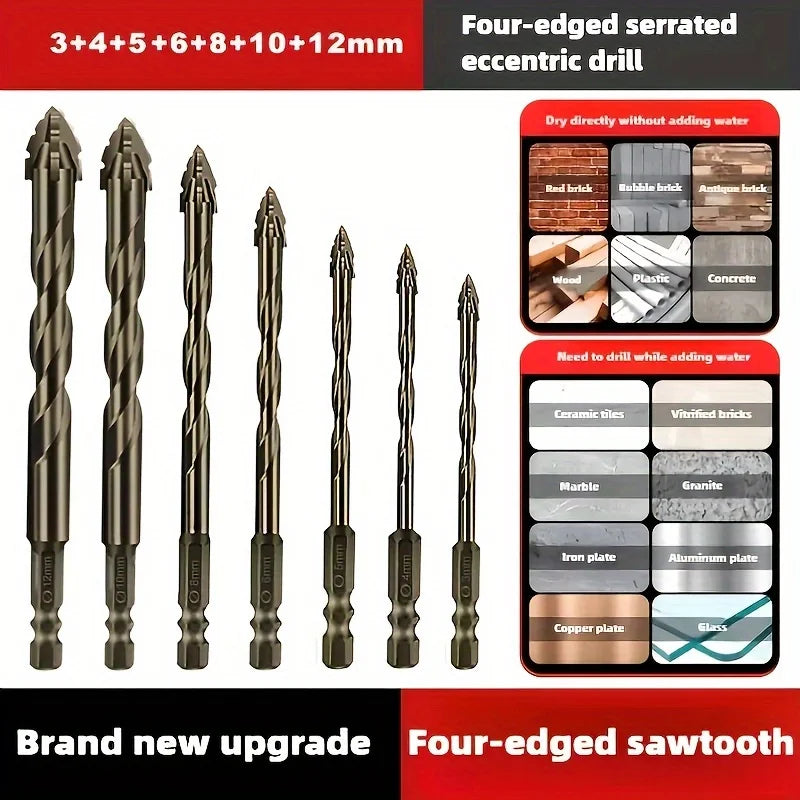 Carbide Drill Bit Four-blade Serrated Eccentric Sawtooth Design