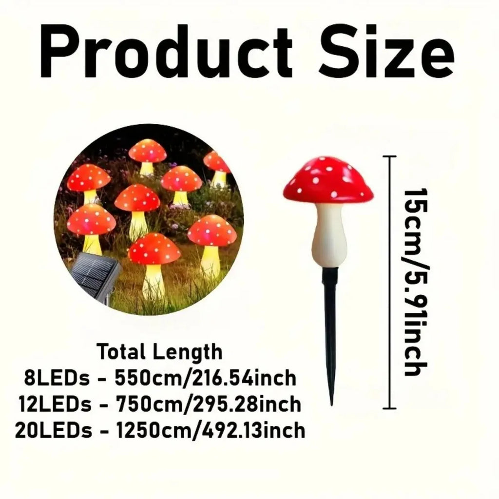 Solar Outdoor Lights Cute Garden Mushroom Decorative Pile String Zpaxo YELLOW 20LED