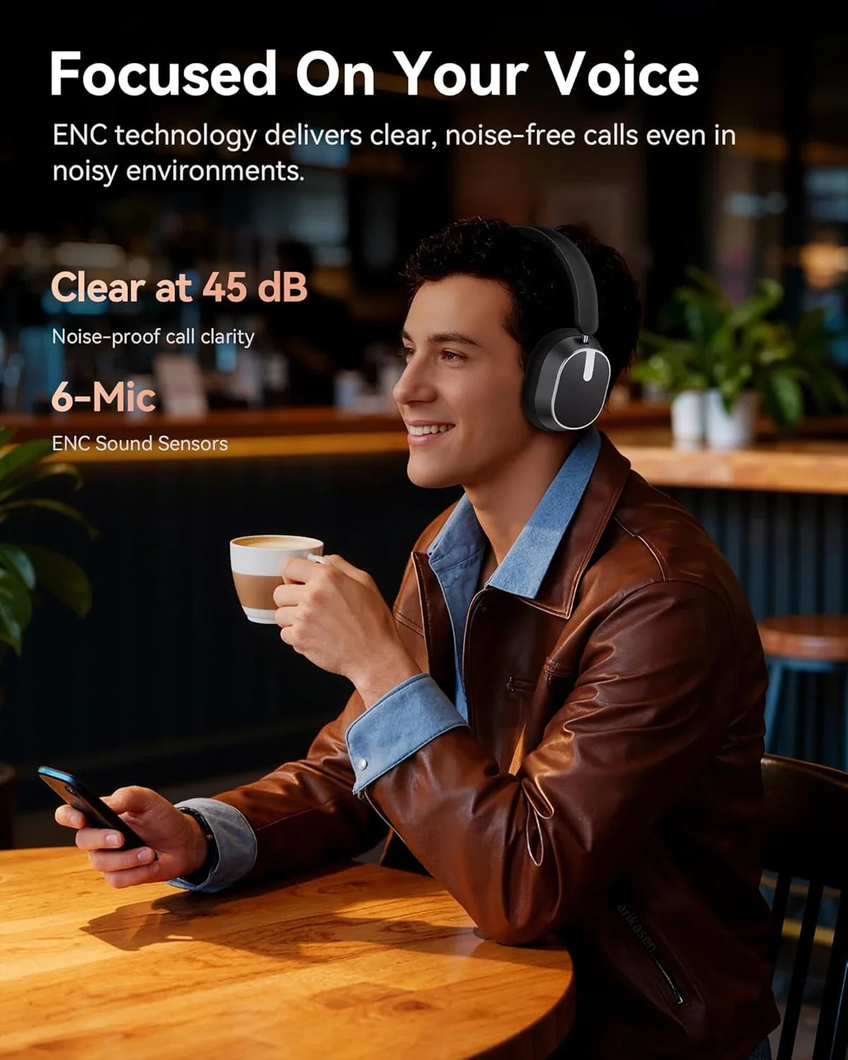 Active Noise Cancelling Headphones Bluetooth 6 0 Wireless Over-ear