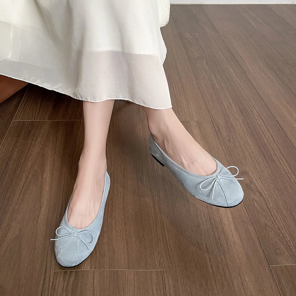 Flat Shoes for Women Spring and Autumn 2025 New Round Toe Ballet Shoes for Women Bow Shallow Mouth Plus Size Women's Shoes Zpaxo