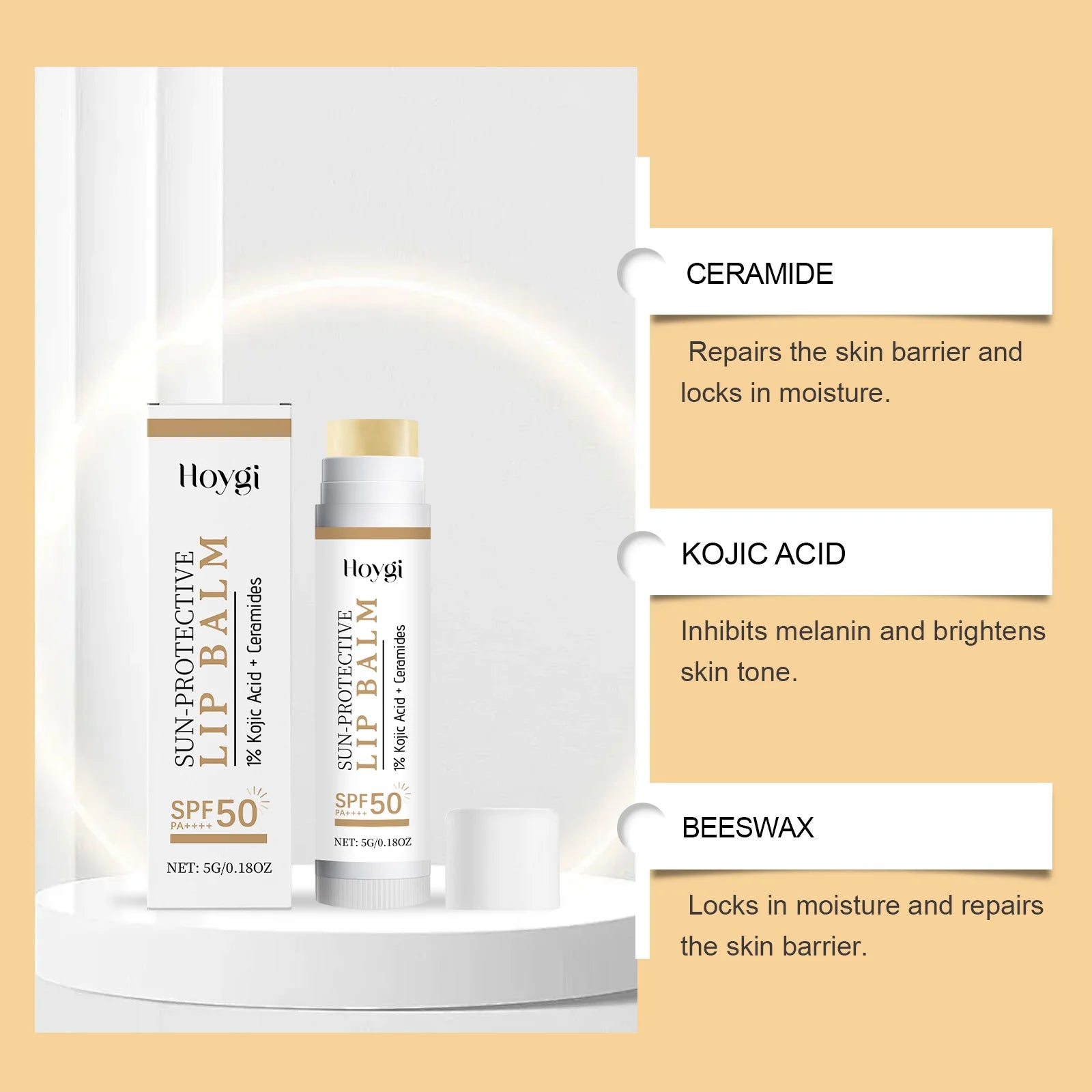Hoygi SPF 50+ Lip Balm – Kojic Acid, Ceramide & Beetroot SPF Lip Balm Zpaxo