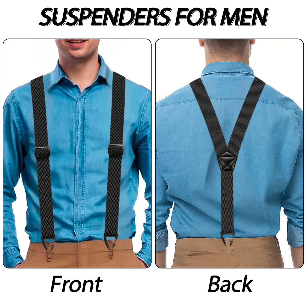 Hidden Suspenders for Men Heavy Duty Work Under Y Back Suspender Clothes 1.5 Inches with 3 Snap Loop Zpaxo