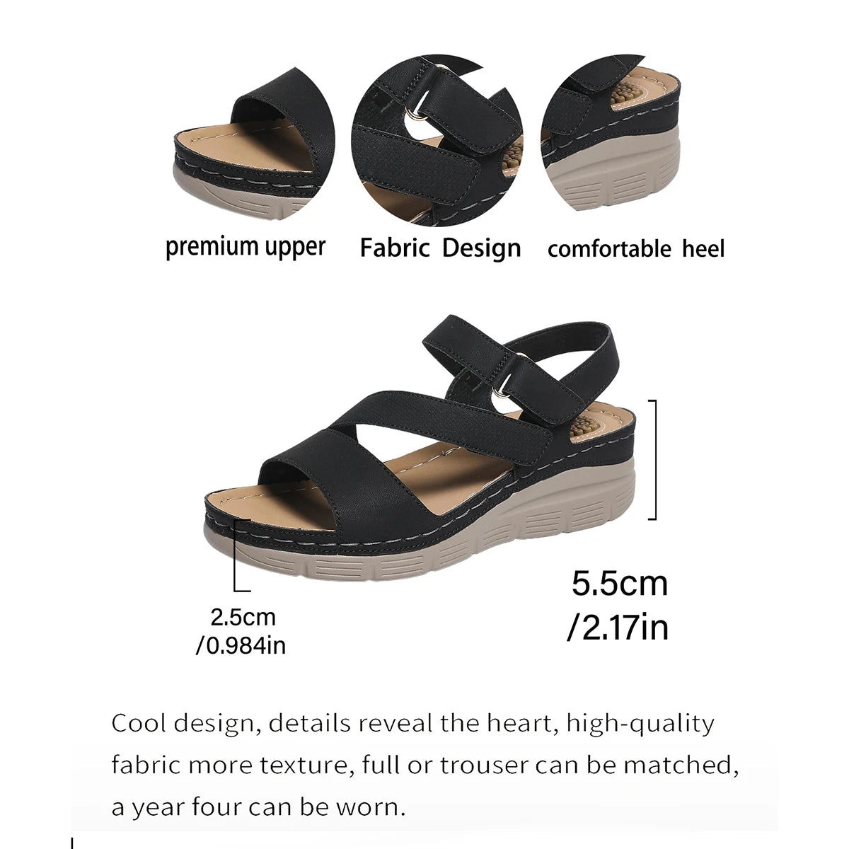 Summer Women's Non-slip Wedge Sandals Slides Party Footwear Ladies