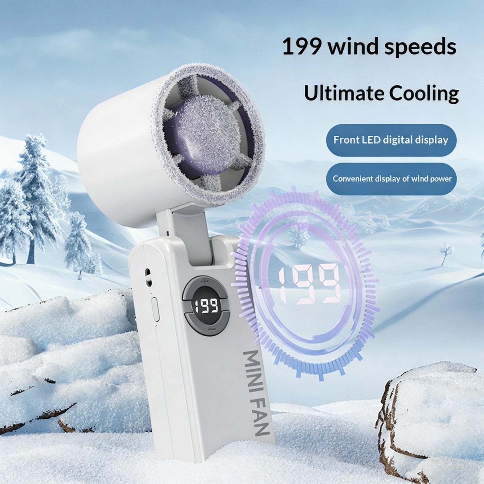 Foldable Silent Fans Type-C Charging Rechargeable Hanging Turbo Fans Adjustable Powerful Air Blower for Outdoor Travel Commute Zpaxo