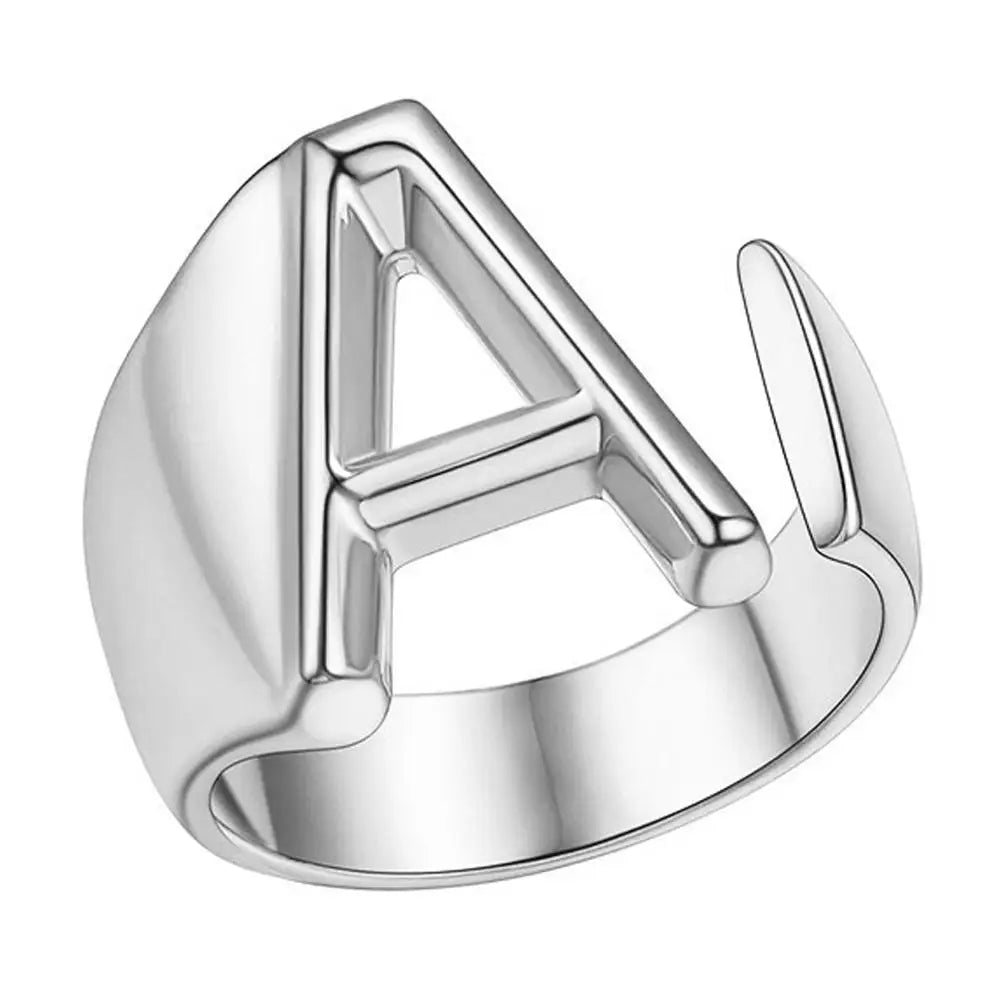 1PC High-end Fashion Hollow A-Z Letter Adjustable Opening Ring Alphabet Party Rings Jewelry Gift For Women Кольца JR21003 Zpaxo A