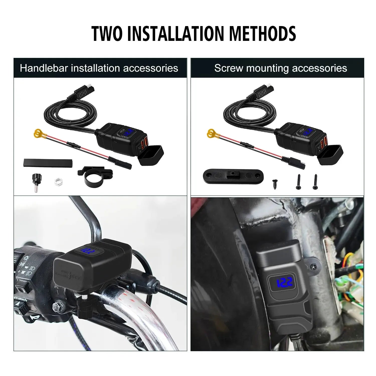 12V Fast Charging Motorcycle USB Chargers 3.0 Power Adapter Digital Bike Moto Motor Motorbike Accessories Electronics Universal Zpaxo