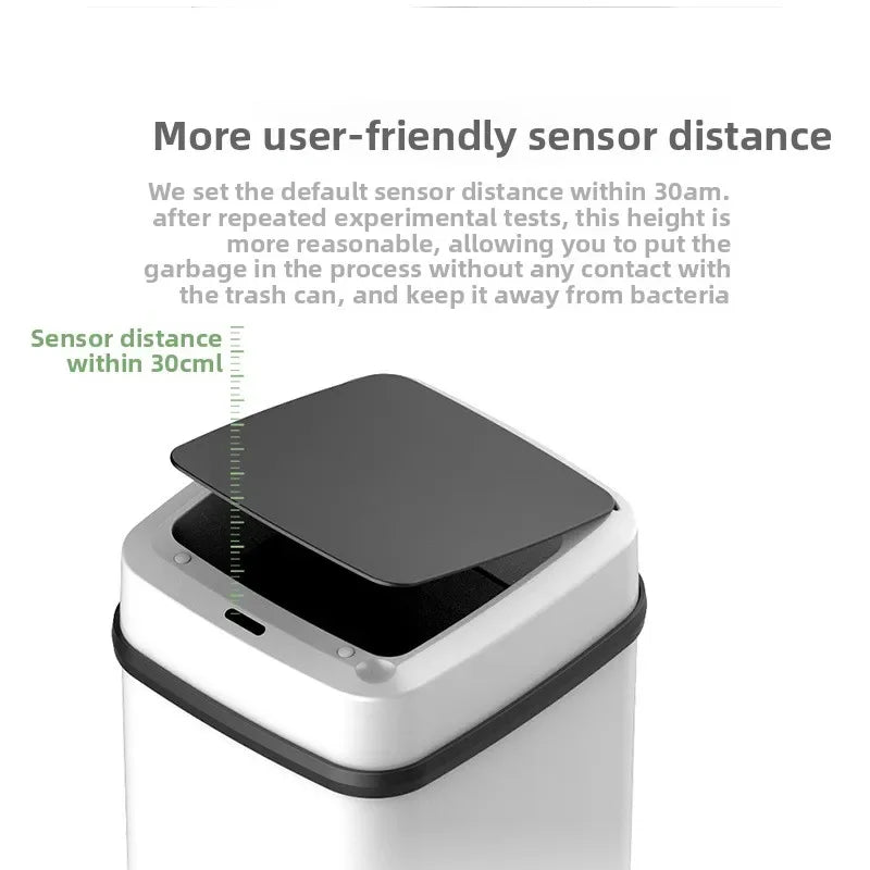 13L Smart Sensor Trash Can Fully Automatic Waterproof for Kitchen Living Room Household Bathroom Toilet Garbage Bin Zpaxo