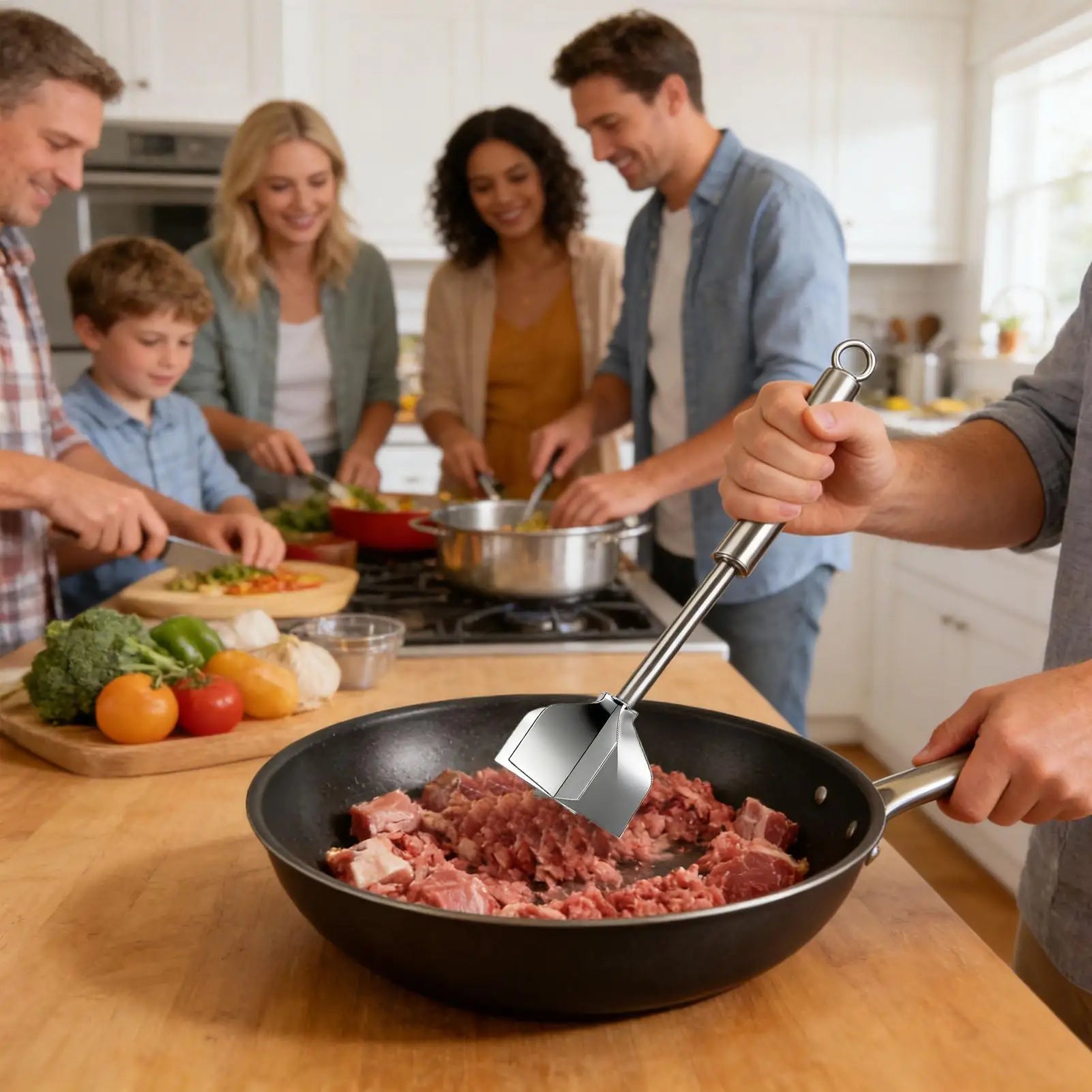 Meat Chopper Ground Beef Stainless Steel Burger Smasher Hamburger