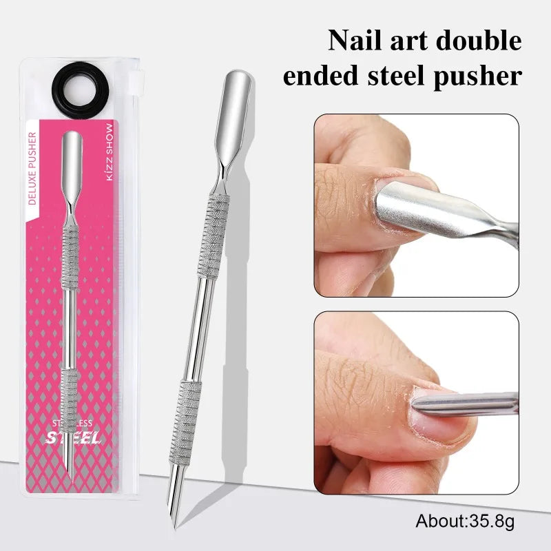 Nail Circle Beveled Head Cuticle Pusher Stainless Steel Art Sanding Zpaxo 01