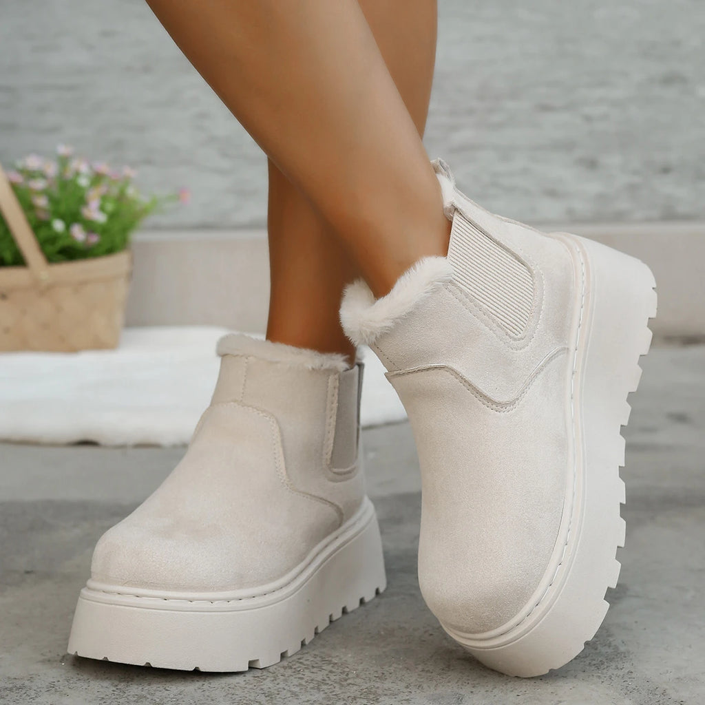 Plush Warm Non Slip Waterproof Ladies Flats Shoes Casual Slip on Female Ankle Boots Botas Mujer 2025 Winter Women Snow Boots Zpaxo
