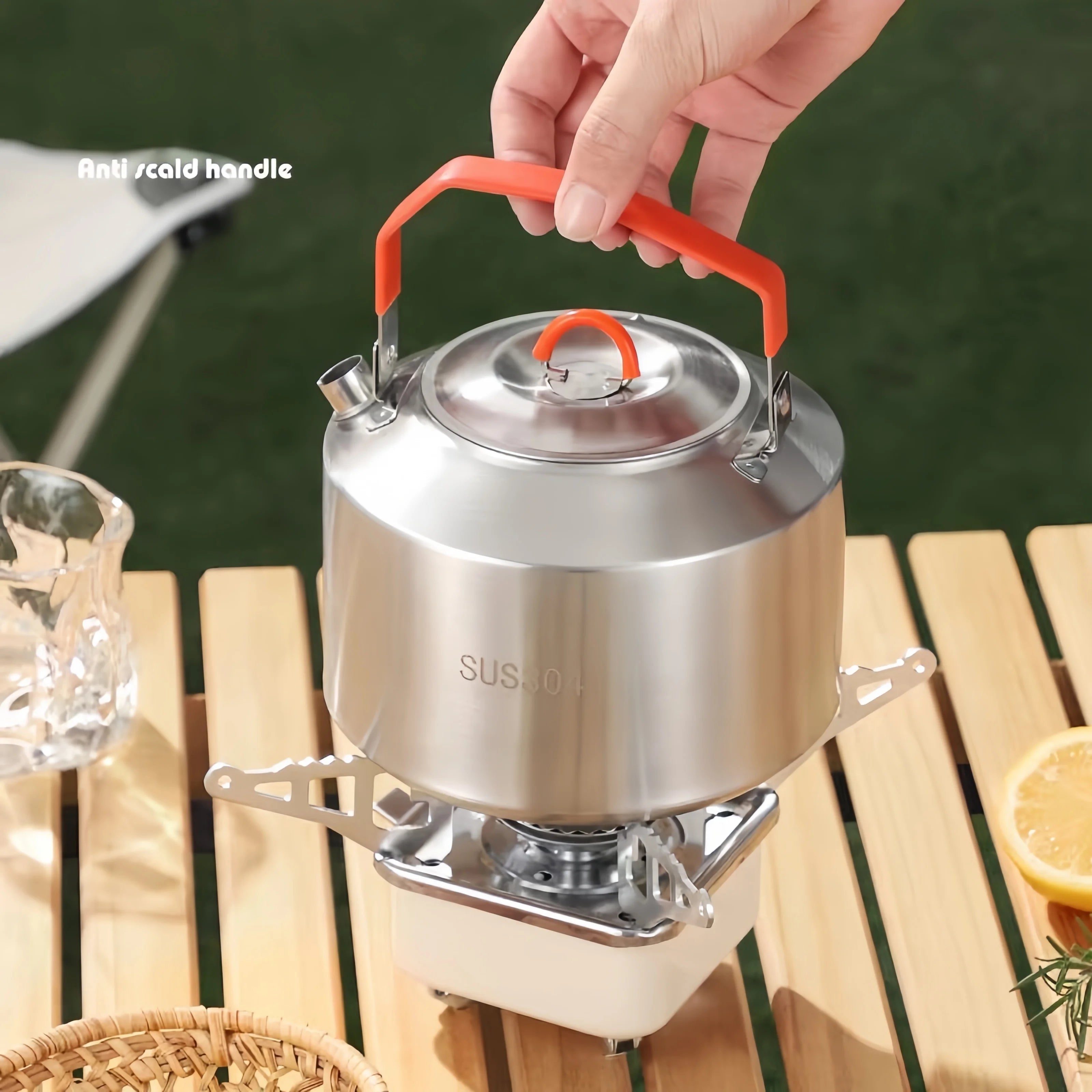 Stainless Steel Camping Kettle Portable Outdoor Picnic Teapot Durable Hiking Water Pot Reusable Coffee Kettle for Backpacking Zpaxo