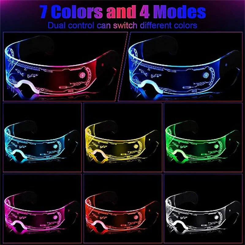 LED Light-Up Party Glasses – 7-Color Glowing Festival Goggles