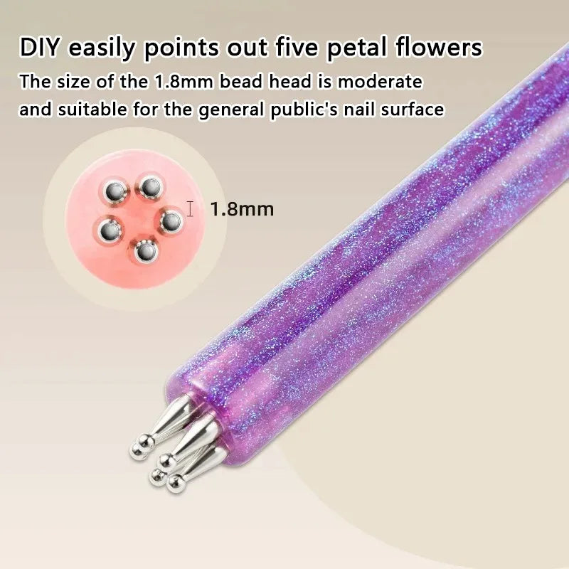 5 Petal Flower Nail Dotting Pen One Stroke Design Tool Acrylic Handle