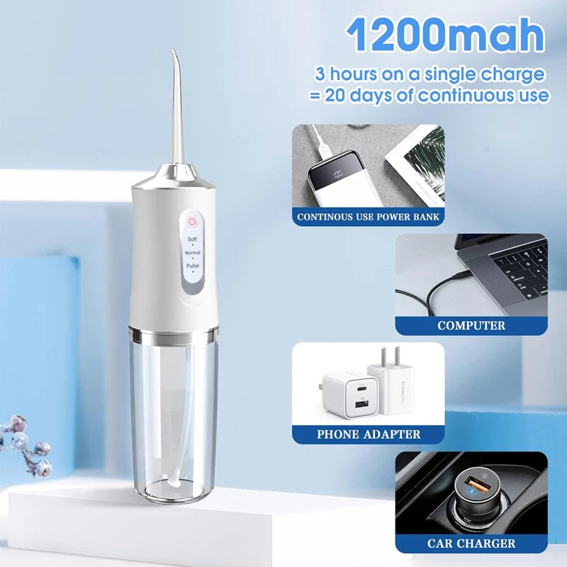 220ml Portable Water Flosser – 3 Modes, 4 Tips, Rechargeable Dental Water Flosser Zpaxo