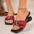 2025 Women High Heels Sandals Leopard Buckle Strange Style Slippers Square Toe Slip on Sexy Shoes Women Summer Dress Party Shoes Zpaxo Red 38